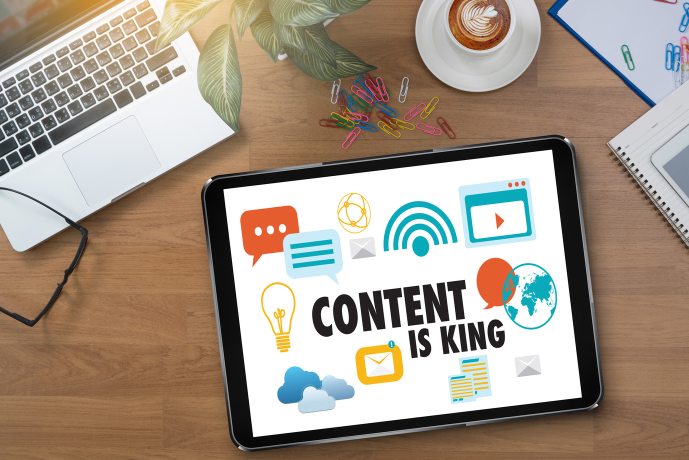 CONTENT IS KING seo search engine optimization and content marketing concept